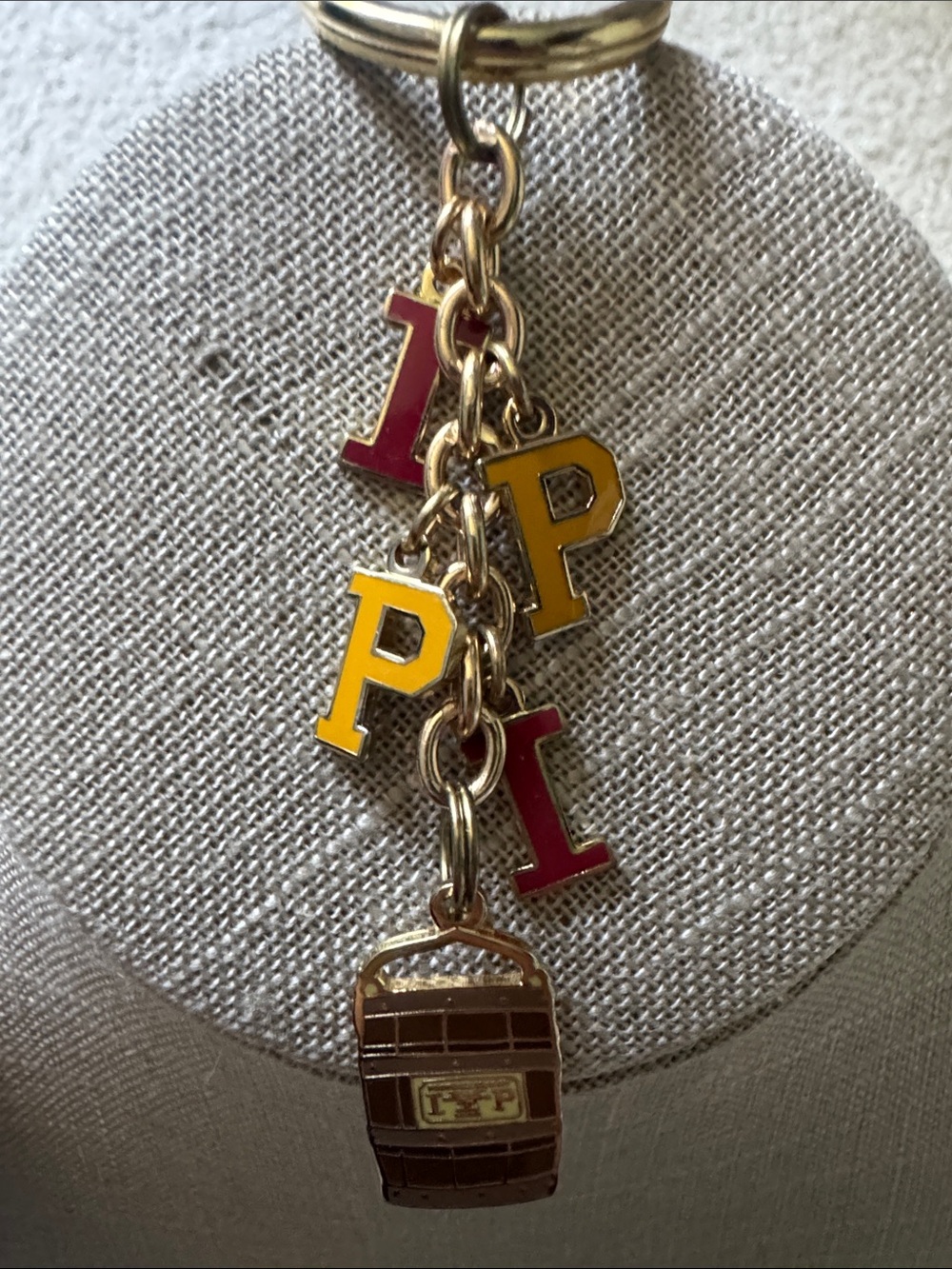 Gold-tone Indiana University vs Purdue Letter Charm Keychain